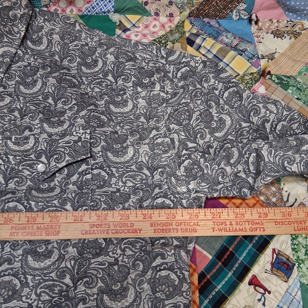 Stetson Mens Monochrome Paisley Pearl Snap Western Shirt Size 2XL Rodeo Cowboy - Picture 8 of 14